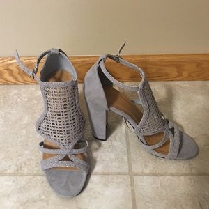 Grey Charlotte Russe laser cut heels, never worn 7